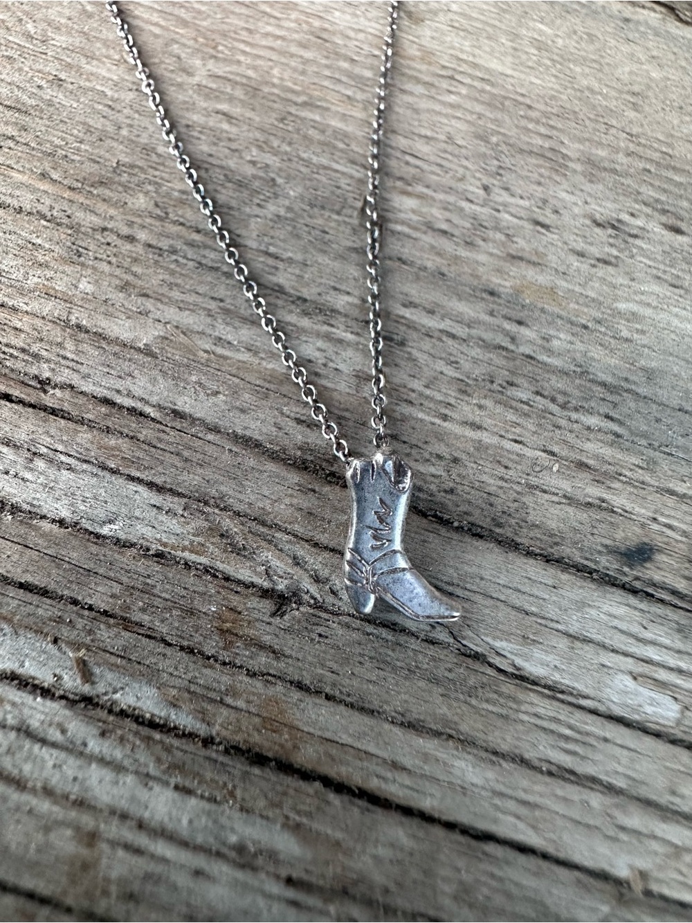 Ladies Silver Western Cowboy Boot Necklace